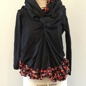 Comme des Garcons Black and Pink Floral Top